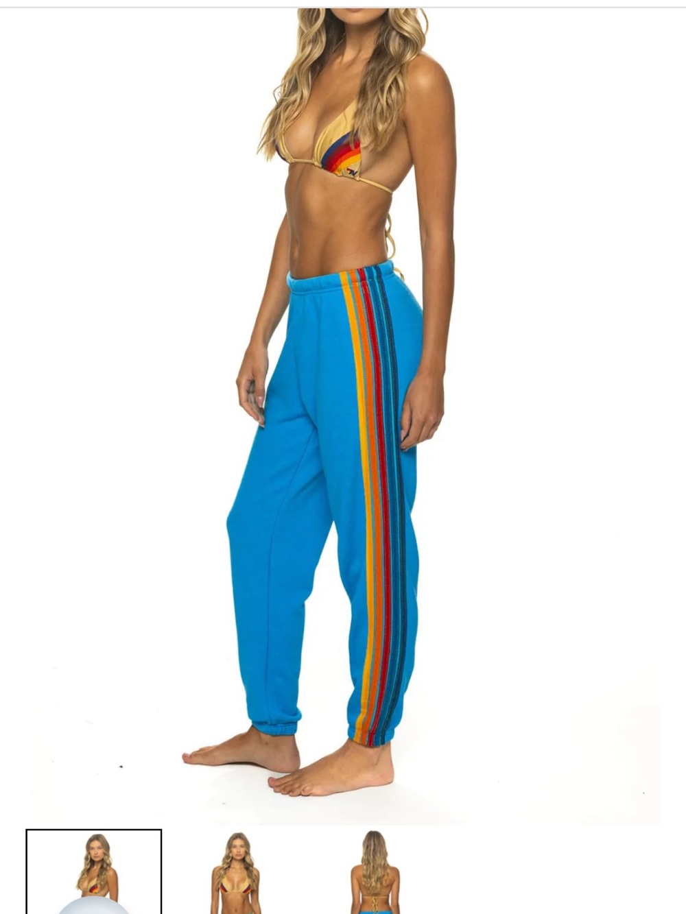 Aviator Nation Turquoise Rainbow Stripe Joggers